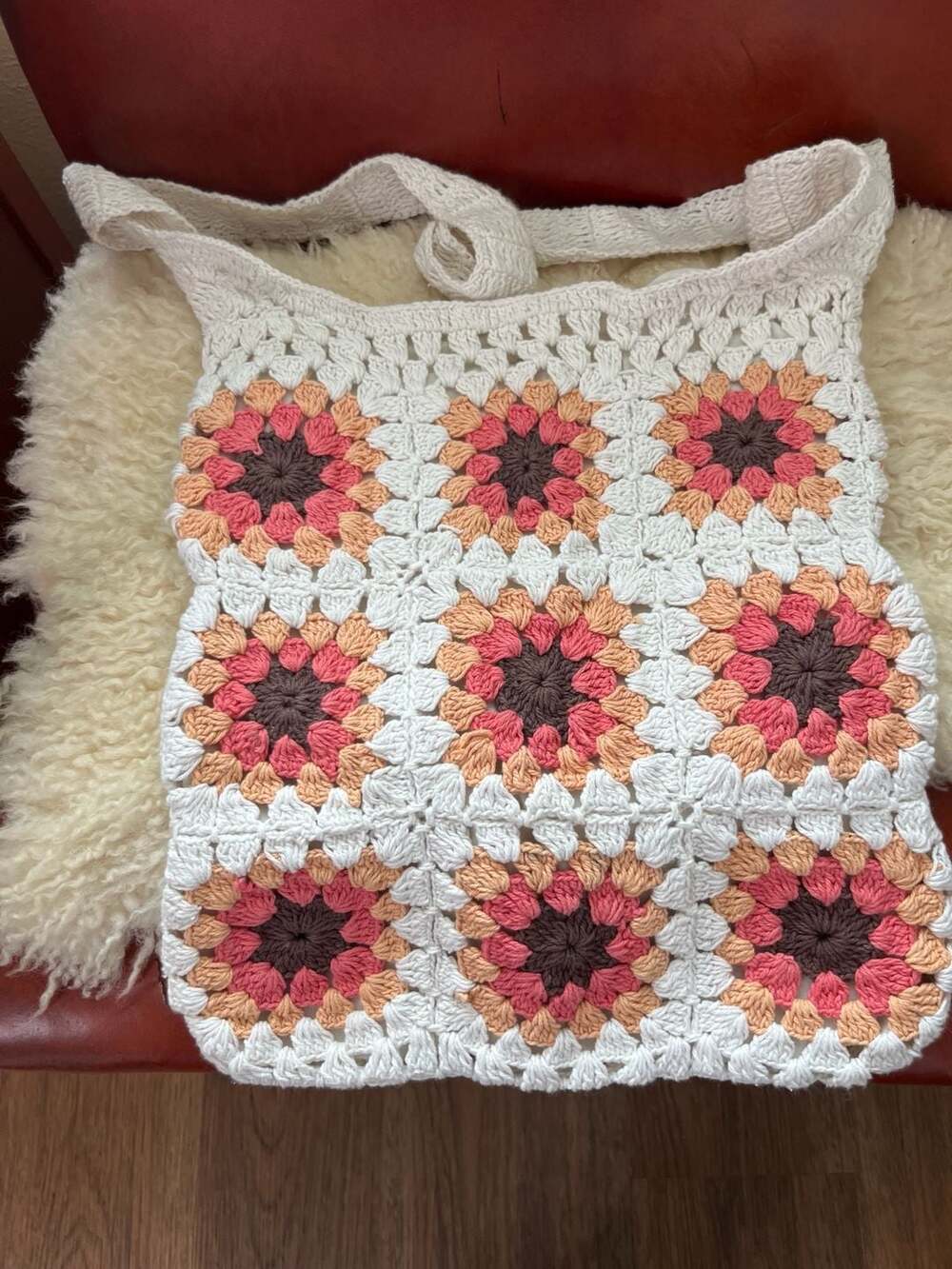 Handmade Boho Crochet Shoulder Bag Woven Knit Hippie Festival Granny Square Purs